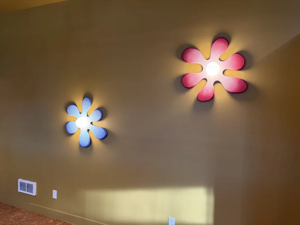 Whole-house remodel: Flower-shaped wall lights in the playroom, Bolinas